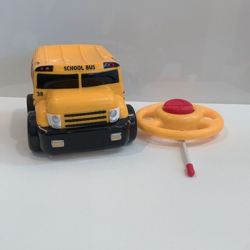 School Bus RC Toy Car For Kids With Steering Wheel Remote